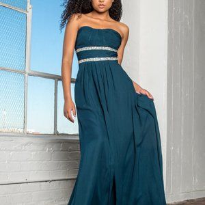GLS Collective Teal Strapless Prom Dress